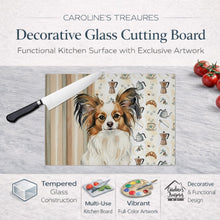 Load image into Gallery viewer, White with Sable Papillon Coffee Bar Glass Cutting Board