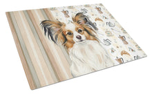 Load image into Gallery viewer, White with Sable Papillon Coffee Bar Glass Cutting Board