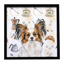 Load image into Gallery viewer, White with Sable Papillon Coffee Bar Framed Metal Print