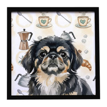 Load image into Gallery viewer, Black and Tan Pekingese Coffee Bar Framed Metal Print