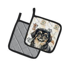 Load image into Gallery viewer, Black and Tan Pekingese Coffee Bar Pair of Pot Holders