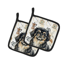 Load image into Gallery viewer, Black and Tan Pekingese Coffee Bar Pair of Pot Holders