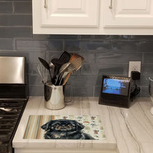 Load image into Gallery viewer, Black Pekingese Coffee Bar Glass Cutting Board