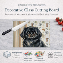 Load image into Gallery viewer, Black Pekingese Coffee Bar Glass Cutting Board