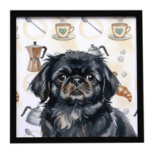 Load image into Gallery viewer, Black Pekingese Coffee Bar Framed Metal Print