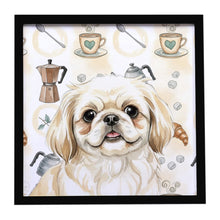 Load image into Gallery viewer, Cream Pekingese Coffee Bar Framed Metal Print