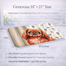 Load image into Gallery viewer, Red Pekingese Coffee Bar Dish Drying Mat