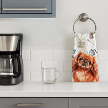 Load image into Gallery viewer, Red Pekingese Coffee Bar Kitchen Towel