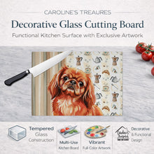 Load image into Gallery viewer, Red Pekingese Coffee Bar Glass Cutting Board