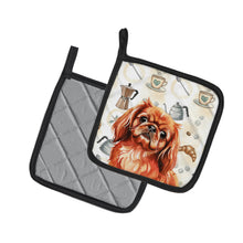 Load image into Gallery viewer, Red Pekingese Coffee Bar Pair of Pot Holders
