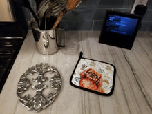 Load image into Gallery viewer, Red Pekingese Coffee Bar Pair of Pot Holders