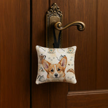 Load image into Gallery viewer, Corgi Coffee Bar Hanging Square Fabric Ornament 3.5 × 3.5