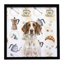 Load image into Gallery viewer, Liver and White Pointer Coffee Bar Framed Metal Print