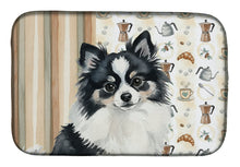 Load image into Gallery viewer, Black and White Pomeranian Coffee Bar Dish Drying Mat