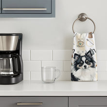 Load image into Gallery viewer, Black and White Pomeranian Coffee Bar Kitchen Towel