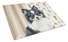 Load image into Gallery viewer, Black and White Pomeranian Coffee Bar Glass Cutting Board