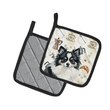 Load image into Gallery viewer, Black and White Pomeranian Coffee Bar Pair of Pot Holders