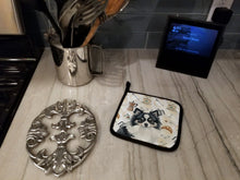 Load image into Gallery viewer, Black and White Pomeranian Coffee Bar Pair of Pot Holders