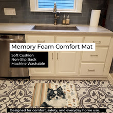 Load image into Gallery viewer, Black and White Pomeranian Coffee Bar Memory Foam Kitchen Mat