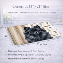 Load image into Gallery viewer, Black Pomeranian Coffee Bar Dish Drying Mat