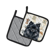 Load image into Gallery viewer, Black Pomeranian Coffee Bar Pair of Pot Holders