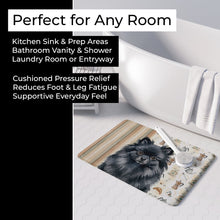 Load image into Gallery viewer, Black Pomeranian Coffee Bar Memory Foam Kitchen Mat
