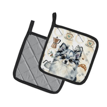 Load image into Gallery viewer, Blue Merle Pomeranian Coffee Bar Pair of Pot Holders