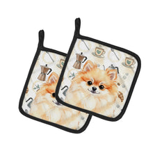 Load image into Gallery viewer, Pomeranian Coffee Bar Pair of Pot Holders