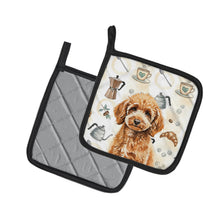 Load image into Gallery viewer, Miniature Apricot Poodle Coffee Bar Pair of Pot Holders