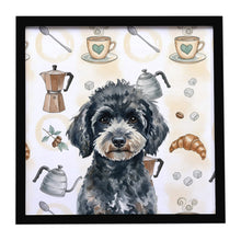 Load image into Gallery viewer, Miniature Black Poodle Coffee Bar Framed Metal Print