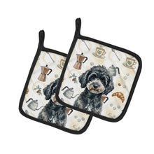 Load image into Gallery viewer, Miniature Black Poodle Coffee Bar Pair of Pot Holders