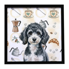 Load image into Gallery viewer, Miniature Parti Poodle Coffee Bar Framed Metal Print