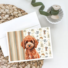 Load image into Gallery viewer, Miniature Red Poodle Coffee Bar Greeting Cards Pack of 8