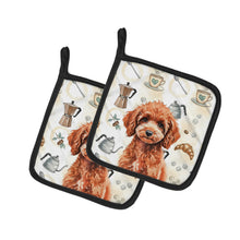 Load image into Gallery viewer, Miniature Red Poodle Coffee Bar Pair of Pot Holders