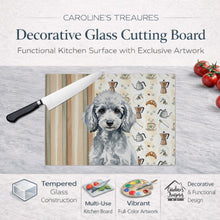 Load image into Gallery viewer, Miniature Silver Poodle Coffee Bar Glass Cutting Board