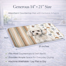 Load image into Gallery viewer, Miniature White Poodle Coffee Bar Dish Drying Mat