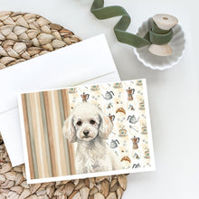 Load image into Gallery viewer, Miniature White Poodle Coffee Bar Greeting Cards Pack of 8