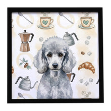 Load image into Gallery viewer, Standard Silver Poodle Coffee Bar Framed Metal Print