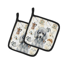 Load image into Gallery viewer, Standard Silver Poodle Coffee Bar Pair of Pot Holders