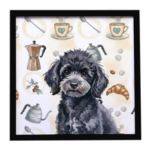 Load image into Gallery viewer, Toy Black Poodle Coffee Bar Framed Metal Print