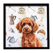 Load image into Gallery viewer, Toy Red Poodle Coffee Bar Framed Metal Print