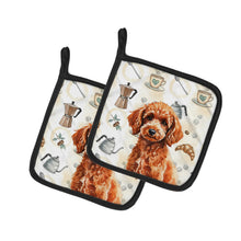 Load image into Gallery viewer, Toy Red Poodle Coffee Bar Pair of Pot Holders