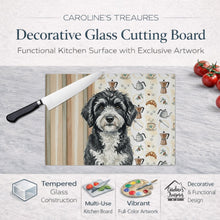Load image into Gallery viewer, Portuguese Water Dog Coffee Bar Glass Cutting Board