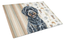 Load image into Gallery viewer, Black Portuguese Water Dog Coffee Bar Glass Cutting Board