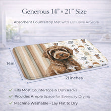 Load image into Gallery viewer, Brown Portuguese Water Dog Coffee Bar Dish Drying Mat