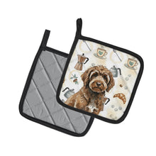 Load image into Gallery viewer, Brown Portuguese Water Dog Coffee Bar Pair of Pot Holders