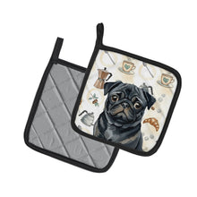 Load image into Gallery viewer, Black Pug Coffee Bar Pair of Pot Holders