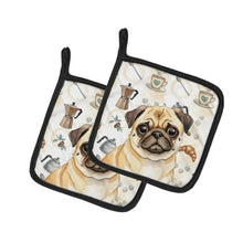 Load image into Gallery viewer, Fawn Pug Coffee Bar Pair of Pot Holders