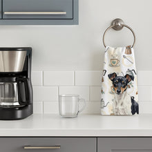 Load image into Gallery viewer, Black and White Rat Terrier Coffee Bar Kitchen Towel