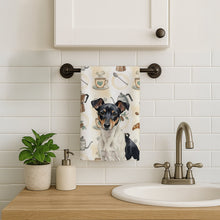 Load image into Gallery viewer, Black and White Rat Terrier Coffee Bar Kitchen Towel